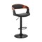 Armen Living Benson Adjustable Black Faux Leather and Walnut Wood Bar Stool with Black Base LCBNBAWABLBL - alternate 1